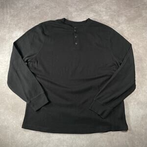 George Black Button Up Long Sleeve Thermal T-shirt